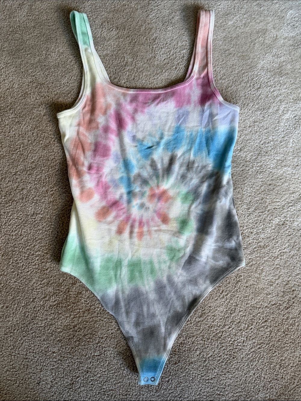 Abercrombie & Fitch Pastel Tie-Dye Ribbed Tank Bodysuit